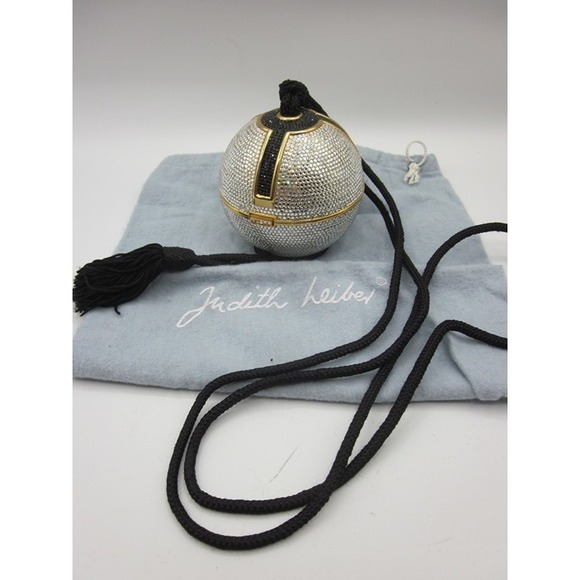 Judith Leiber Handbags - Authentic Clear and Black crystal trim Judith Leiber Ball handbag